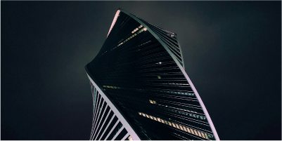 A skyscraper twisting around its own axis
